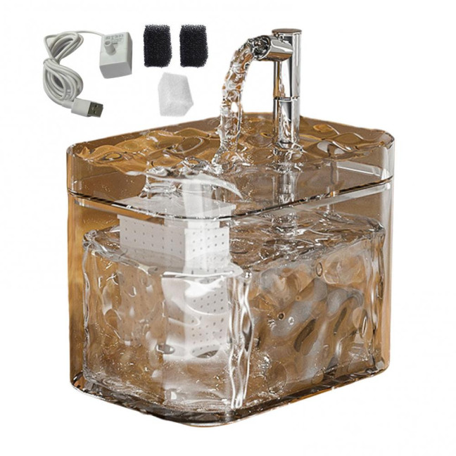 1.5L Transparent Pet Water Fountain Automatic Cat Drinking Dispenser with 3 Filter Sponge Electric Pet Drink Bowl for Indoor Cats Dogs