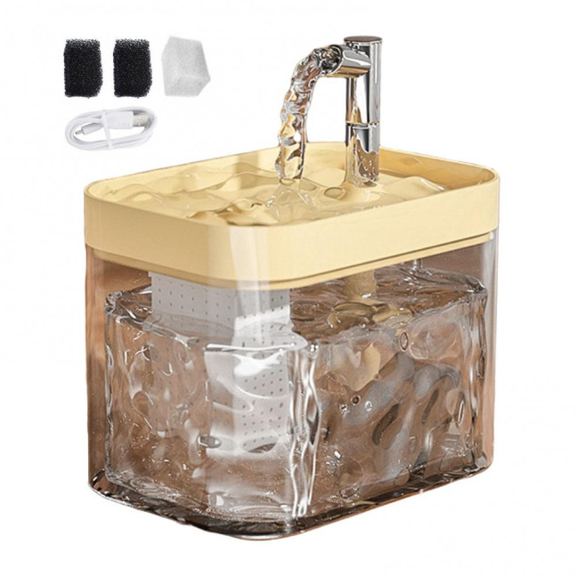 1.5L Transparent Pet Water Fountain Automatic Cat Drinking Dispenser with 3 Filter Sponge Electric Pet Drink Bowl for Indoor Cats Dogs