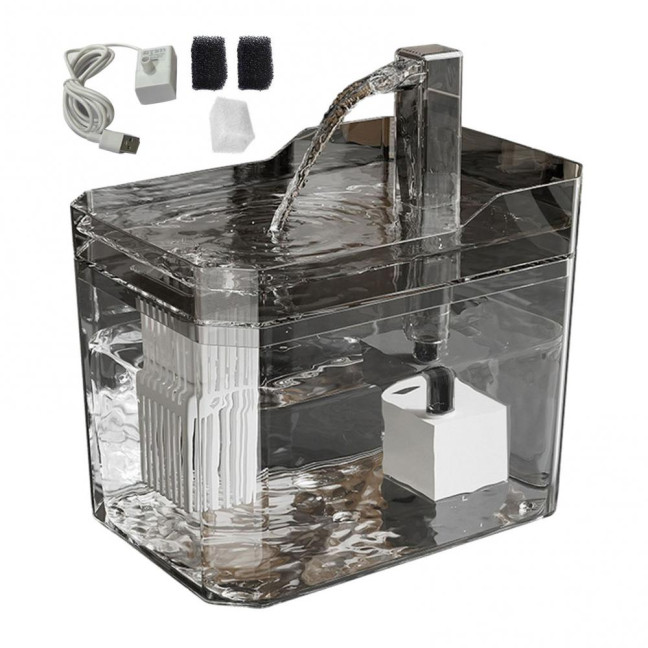 1.5L Transparent Pet Water Fountain Automatic Cat Drinking Dispenser with 3 Filter Sponge Electric Pet Drink Bowl for Indoor Cats Dogs