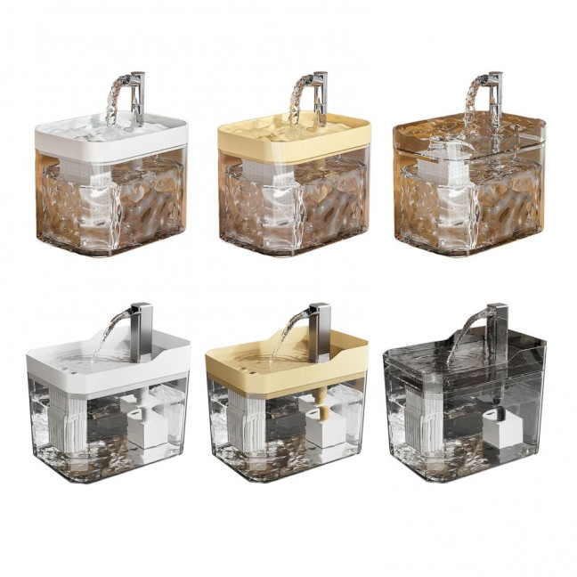 1.5L Transparent Pet Water Fountain Automatic Cat Drinking Dispenser with 3 Filter Sponge Electric Pet Drink Bowl for Indoor Cats Dogs