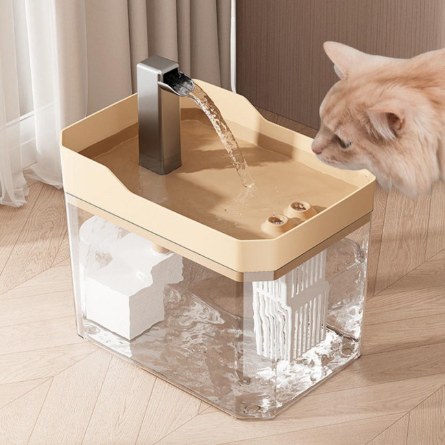 1.5L Transparent Pet Water Fountain Automatic Cat Drinking Dispenser with 3 Filter Sponge Electric Pet Drink Bowl for Indoor Cats Dogs