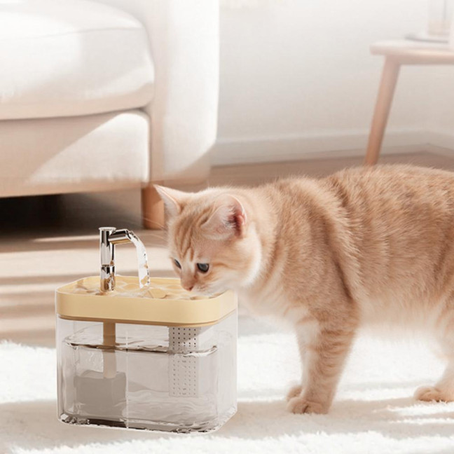 1.5L Transparent Pet Water Fountain Automatic Cat Drinking Dispenser with 3 Filter Sponge Electric Pet Drink Bowl for Indoor Cats Dogs