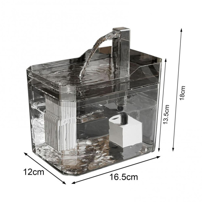 1.5L Transparent Pet Water Fountain Automatic Cat Drinking Dispenser with 3 Filter Sponge Electric Pet Drink Bowl for Indoor Cats Dogs