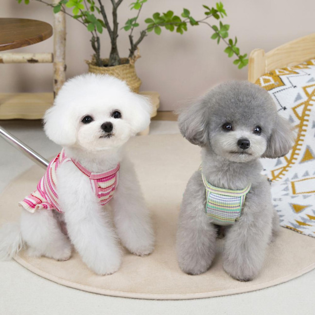 Summer Dog Dress Puppy Sleeveless Striped Strawberry T-Shirt Tutu Skirt Pet Princess Outfit for Small Medium Cat Dog