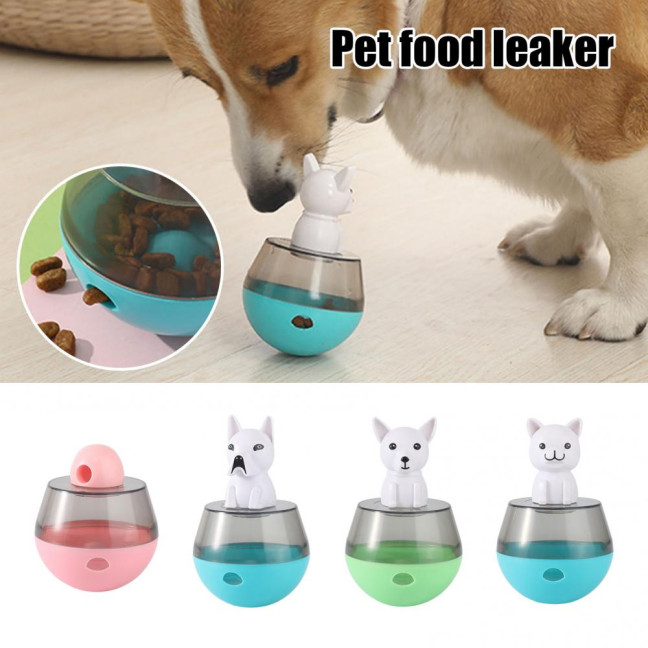 Interactive Dog Treat Dispensing Puzzle Toy Rolling Ball Tumble Food Leaking Pet Slow Feeder with Cartoon Figurine for Cats And Dogs