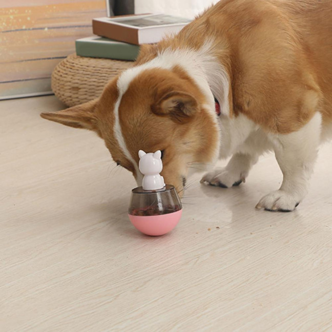 Interactive Dog Treat Dispensing Puzzle Toy Rolling Ball Tumble Food Leaking Pet Slow Feeder with Cartoon Figurine for Cats And Dogs