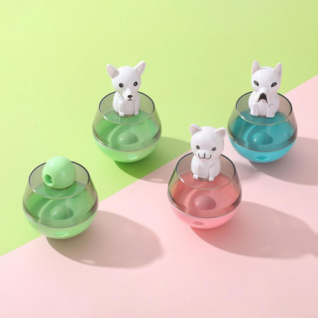 Interactive Dog Treat Dispensing Puzzle Toy Rolling Ball Tumble Food Leaking Pet Slow Feeder with Cartoon Figurine for Cats And Dogs