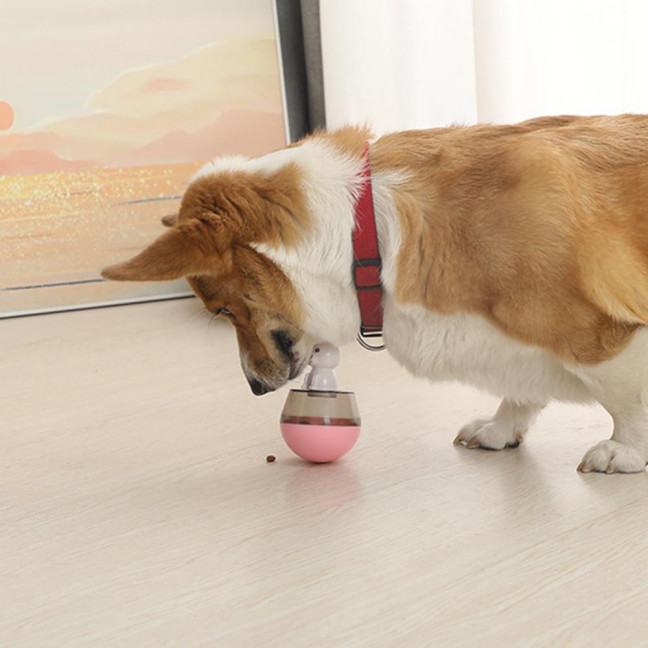 Interactive Dog Treat Dispensing Puzzle Toy Rolling Ball Tumble Food Leaking Pet Slow Feeder with Cartoon Figurine for Cats And Dogs