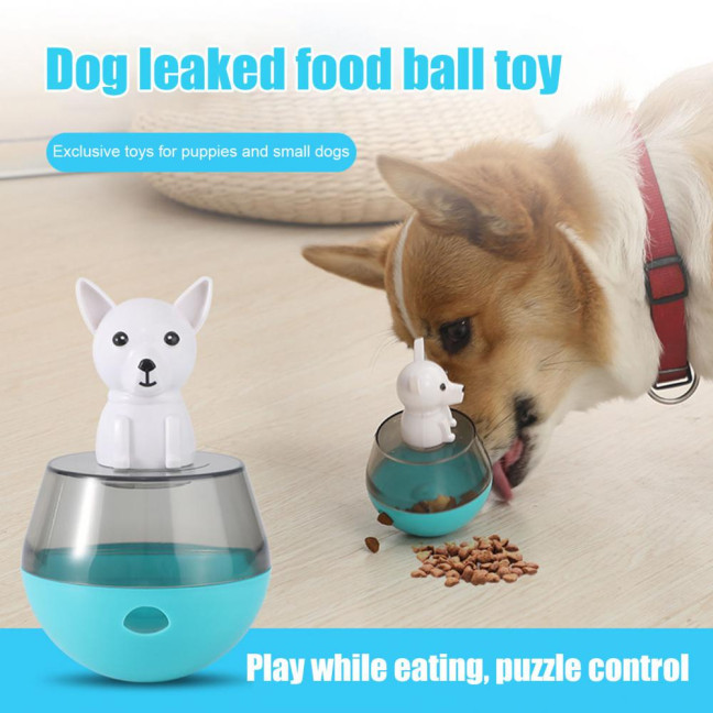 Interactive Dog Treat Dispensing Puzzle Toy Rolling Ball Tumble Food Leaking Pet Slow Feeder with Cartoon Figurine for Cats And Dogs