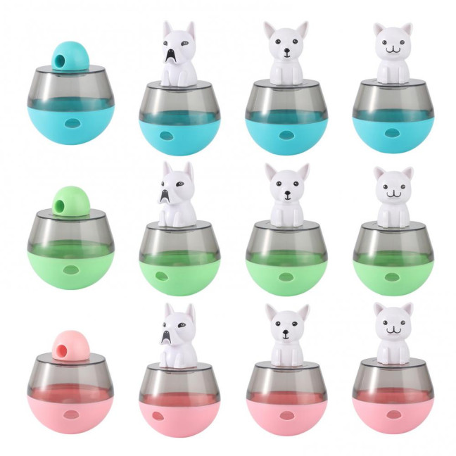 Interactive Dog Treat Dispensing Puzzle Toy Rolling Ball Tumble Food Leaking Pet Slow Feeder with Cartoon Figurine for Cats And Dogs