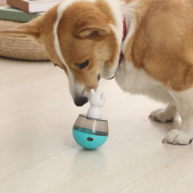 Interactive Dog Treat Dispensing Puzzle Toy Rolling Ball Tumble Food Leaking Pet Slow Feeder with Cartoon Figurine for Cats And Dogs