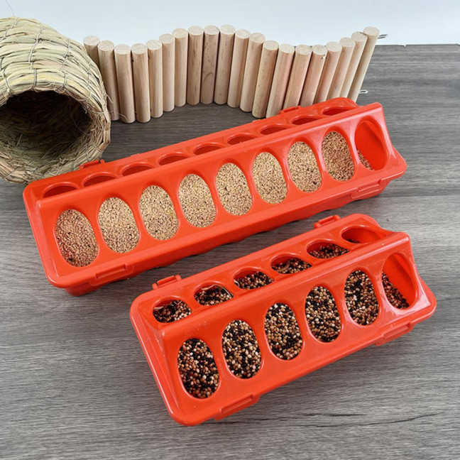 Plastic Flip Top Chicken Feeder Small Poultry Feeding Tray with Holes Duckling Quail Drinker No Waste Feeder Trough for Birds Pigeon Chicken