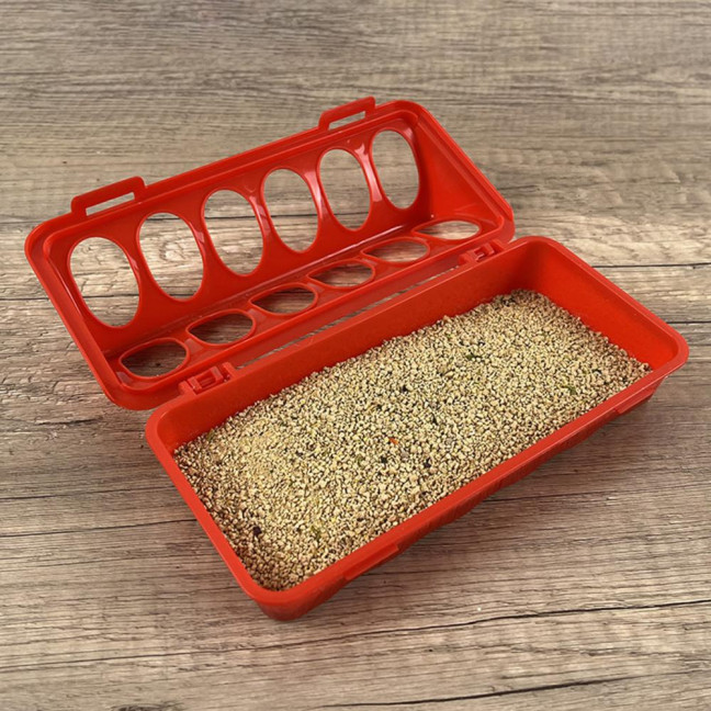 Plastic Flip Top Chicken Feeder Small Poultry Feeding Tray with Holes Duckling Quail Drinker No Waste Feeder Trough for Birds Pigeon Chicken