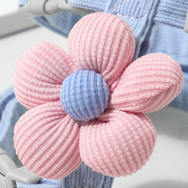 Cat Harness Leash Collar Set for Walking Adjustable Double Layer Pet Harness with Flower Decor Escape Proof Pet Collar Leash for Small Medium Cats Dogs