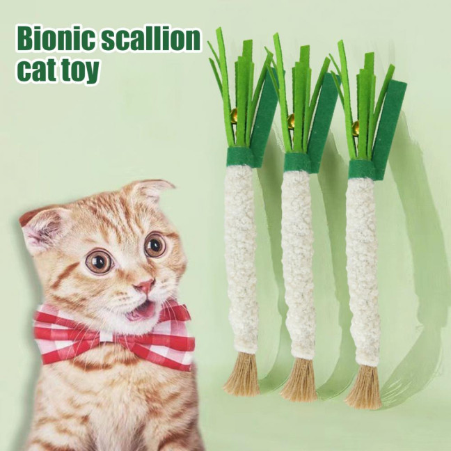 Scallion-Shaped Cat Chew Toy Soft Felt Scallion Cat Teething Toy Interactive Pet Training Supplies for Indoor Kittens And Cats