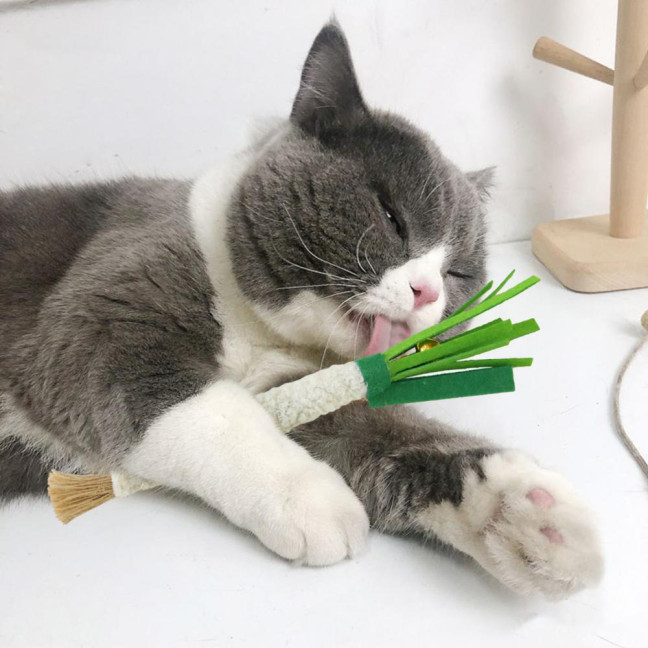 Scallion-Shaped Cat Chew Toy Soft Felt Scallion Cat Teething Toy Interactive Pet Training Supplies for Indoor Kittens And Cats