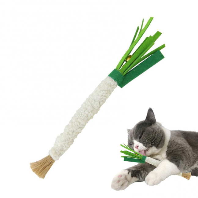 Scallion-Shaped Cat Chew Toy Soft Felt Scallion Cat Teething Toy Interactive Pet Training Supplies for Indoor Kittens And Cats