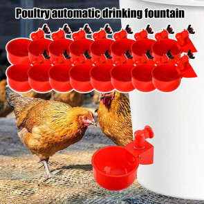 16 Pcs Automatic Chicken Water Cup Plastic Chicken Watering System Poultry Water Feeder Cup for Chicken Duck Goose Turkey