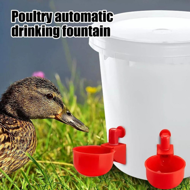 16 Pcs Automatic Chicken Water Cup Plastic Chicken Watering System Poultry Water Feeder Cup for Chicken Duck Goose Turkey