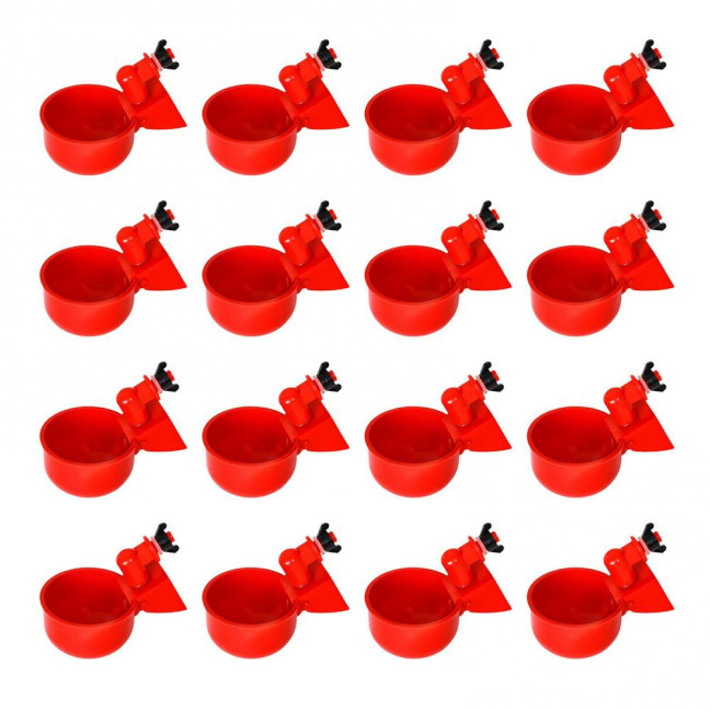 16 Pcs Automatic Chicken Water Cup Plastic Chicken Watering System Poultry Water Feeder Cup for Chicken Duck Goose Turkey