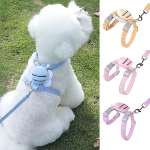 Cat Harness Leash Set Adjustable Cartoon Bee Pet Harness for Small Medium Dogs Cats Escape-Proof Pet Collar Leash for Outdoor Walking
