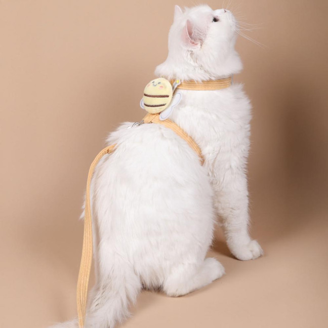 Cat Harness Leash Set Adjustable Cartoon Bee Pet Harness for Small Medium Dogs Cats Escape-Proof Pet Collar Leash for Outdoor Walking