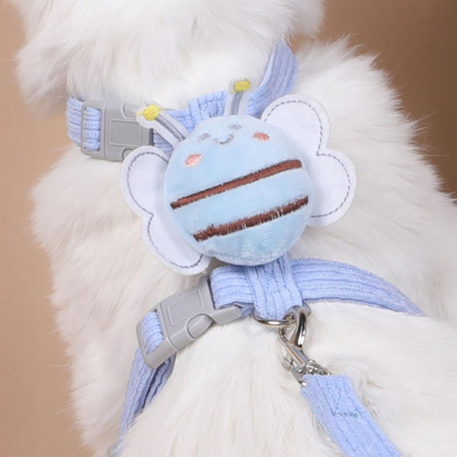 Cat Harness Leash Set Adjustable Cartoon Bee Pet Harness for Small Medium Dogs Cats Escape-Proof Pet Collar Leash for Outdoor Walking