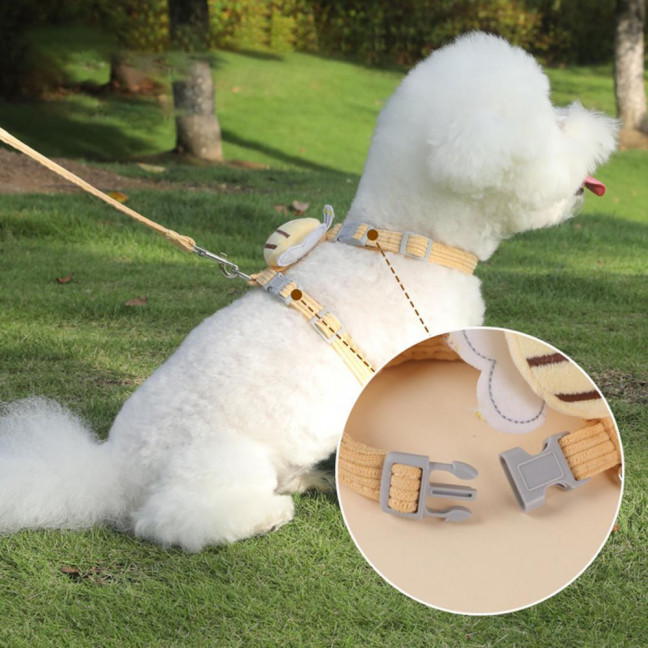 Cat Harness Leash Set Adjustable Cartoon Bee Pet Harness for Small Medium Dogs Cats Escape-Proof Pet Collar Leash for Outdoor Walking
