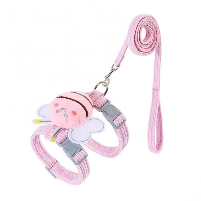 Cat Harness Leash Set Adjustable Cartoon Bee Pet Harness for Small Medium Dogs Cats Escape-Proof Pet Collar Leash for Outdoor Walking