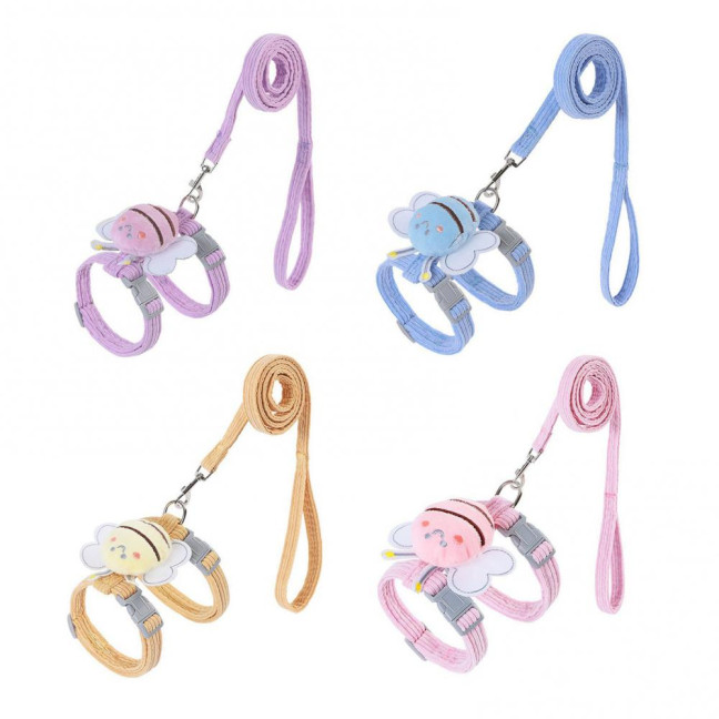 Cat Harness Leash Set Adjustable Cartoon Bee Pet Harness for Small Medium Dogs Cats Escape-Proof Pet Collar Leash for Outdoor Walking