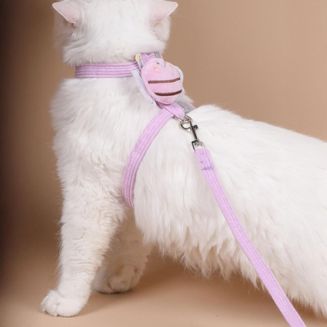 Cat Harness Leash Set Adjustable Cartoon Bee Pet Harness for Small Medium Dogs Cats Escape-Proof Pet Collar Leash for Outdoor Walking