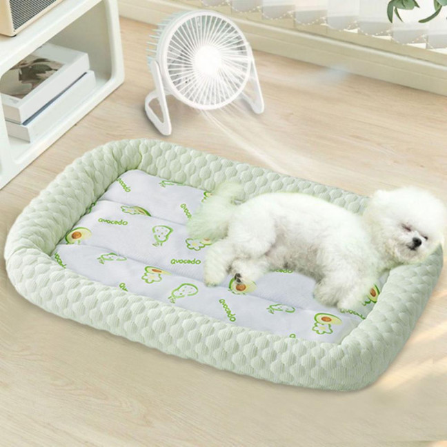 Pet Cooling Mat Cartoon Fruits Print Machine Washable Dogs Cats Sleeping Pad Non-slip Summer Ice Silk Cooling Cushion Bed 