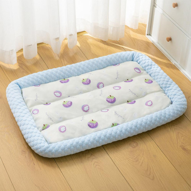 Pet Cooling Mat Cartoon Fruits Print Machine Washable Dogs Cats Sleeping Pad Non-slip Summer Ice Silk Cooling Cushion Bed 