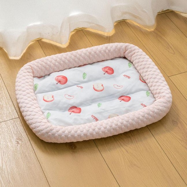 Pet Cooling Mat Cartoon Fruits Print Machine Washable Dogs Cats Sleeping Pad Non-slip Summer Ice Silk Cooling Cushion Bed 