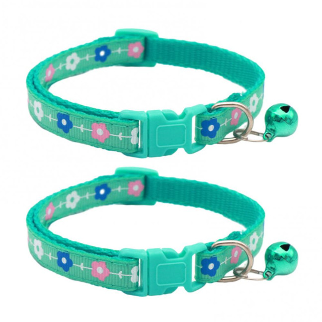 2 Pcs Pet Collar with Bell Floral Design Cat Collar with Buckle Adjustable Puppy Collar for Tiny Boys Girls Kitten Dogs Small Animals 2 Pcs Pet Collar with Bell Floral Design Cat Collar with Buckle Adjustable Puppy Collar for Tiny Boys Girls Kitten Dogs Small Animals