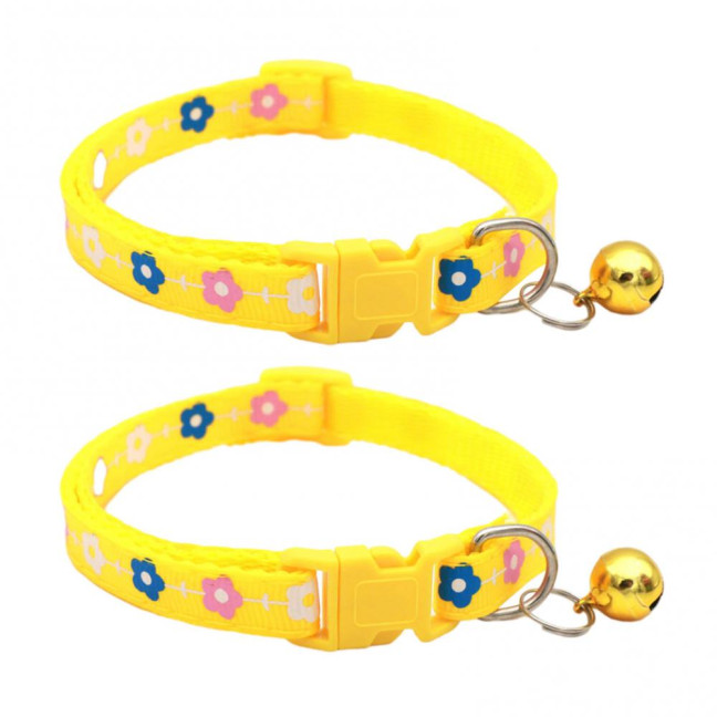 2 Pcs Pet Collar with Bell Floral Design Cat Collar with Buckle Adjustable Puppy Collar for Tiny Boys Girls Kitten Dogs Small Animals 2 Pcs Pet Collar with Bell Floral Design Cat Collar with Buckle Adjustable Puppy Collar for Tiny Boys Girls Kitten Dogs Small Animals