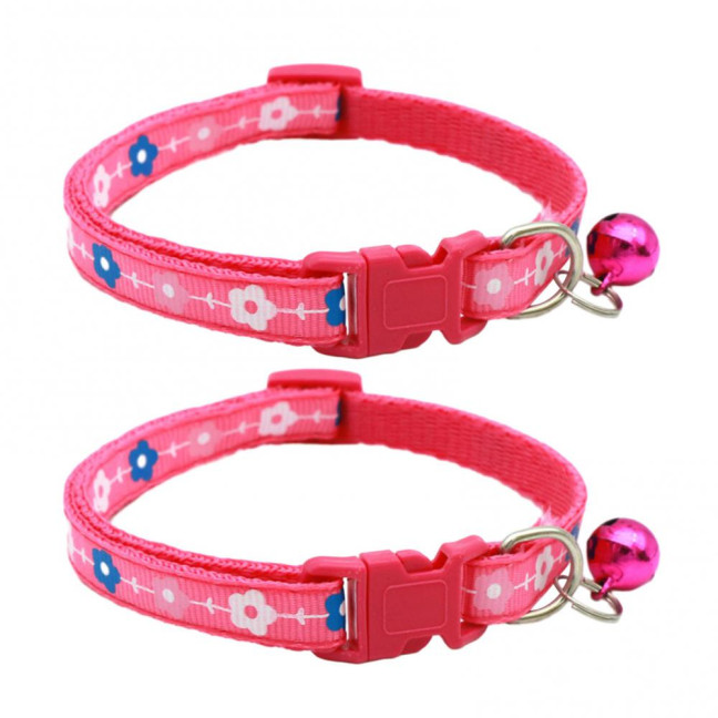 2 Pcs Pet Collar with Bell Floral Design Cat Collar with Buckle Adjustable Puppy Collar for Tiny Boys Girls Kitten Dogs Small Animals 2 Pcs Pet Collar with Bell Floral Design Cat Collar with Buckle Adjustable Puppy Collar for Tiny Boys Girls Kitten Dogs Small Animals
