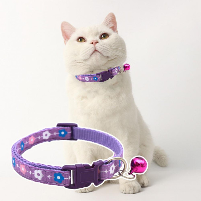 2 Pcs Pet Collar with Bell Floral Design Cat Collar with Buckle Adjustable Puppy Collar for Tiny Boys Girls Kitten Dogs Small Animals 2 Pcs Pet Collar with Bell Floral Design Cat Collar with Buckle Adjustable Puppy Collar for Tiny Boys Girls Kitten Dogs Small Animals