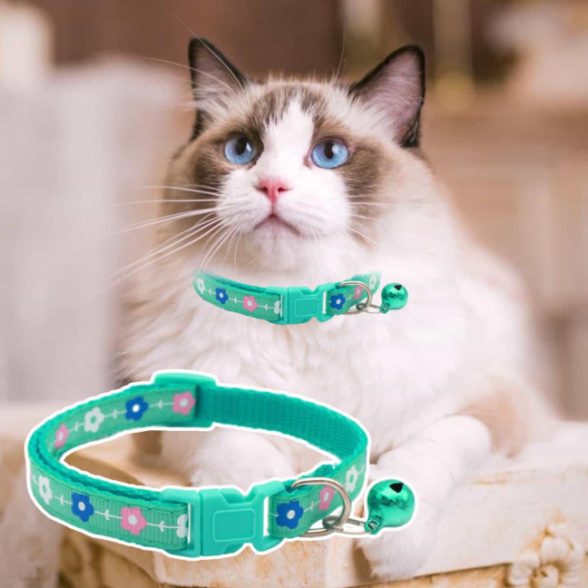 2 Pcs Pet Collar with Bell Floral Design Cat Collar with Buckle Adjustable Puppy Collar for Tiny Boys Girls Kitten Dogs Small Animals 2 Pcs Pet Collar with Bell Floral Design Cat Collar with Buckle Adjustable Puppy Collar for Tiny Boys Girls Kitten Dogs Small Animals
