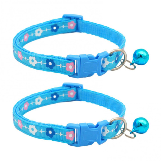 2 Pcs Pet Collar with Bell Floral Design Cat Collar with Buckle Adjustable Puppy Collar for Tiny Boys Girls Kitten Dogs Small Animals 2 Pcs Pet Collar with Bell Floral Design Cat Collar with Buckle Adjustable Puppy Collar for Tiny Boys Girls Kitten Dogs Small Animals