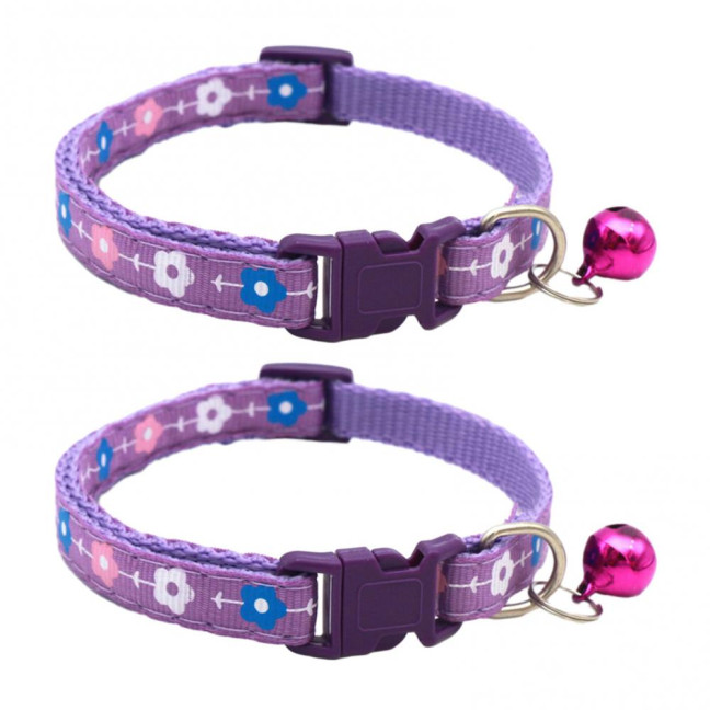 2 Pcs Pet Collar with Bell Floral Design Cat Collar with Buckle Adjustable Puppy Collar for Tiny Boys Girls Kitten Dogs Small Animals 2 Pcs Pet Collar with Bell Floral Design Cat Collar with Buckle Adjustable Puppy Collar for Tiny Boys Girls Kitten Dogs Small Animals