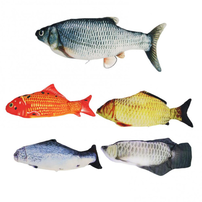 Flopping Fish Cat Toy with Catnip Interactive Automatic Floppy Carp Kitten Kicker Toy Electric Realistic Plush Wiggle Fish for Indoor Cats Dogs