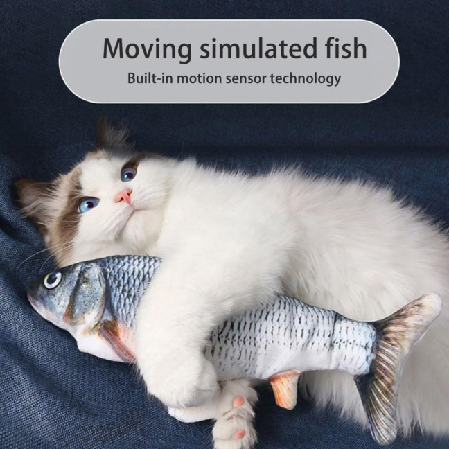 Flopping Fish Cat Toy with Catnip Interactive Automatic Floppy Carp Kitten Kicker Toy Electric Realistic Plush Wiggle Fish for Indoor Cats Dogs
