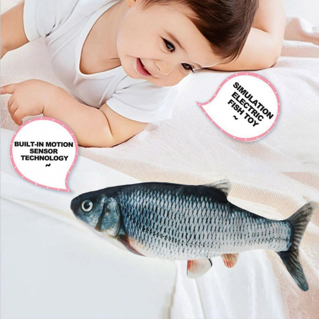 Flopping Fish Cat Toy with Catnip Interactive Automatic Floppy Carp Kitten Kicker Toy Electric Realistic Plush Wiggle Fish for Indoor Cats Dogs