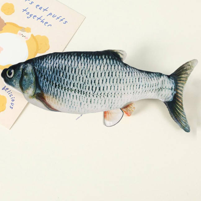 Flopping Fish Cat Toy with Catnip Interactive Automatic Floppy Carp Kitten Kicker Toy Electric Realistic Plush Wiggle Fish for Indoor Cats Dogs