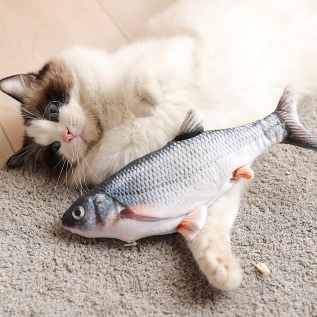 Flopping Fish Cat Toy with Catnip Interactive Automatic Floppy Carp Kitten Kicker Toy Electric Realistic Plush Wiggle Fish for Indoor Cats Dogs