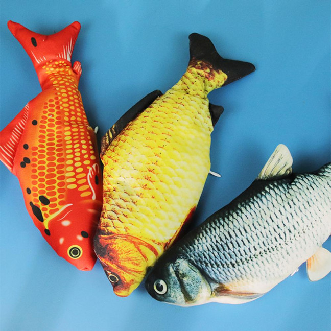 Flopping Fish Cat Toy with Catnip Interactive Automatic Floppy Carp Kitten Kicker Toy Electric Realistic Plush Wiggle Fish for Indoor Cats Dogs