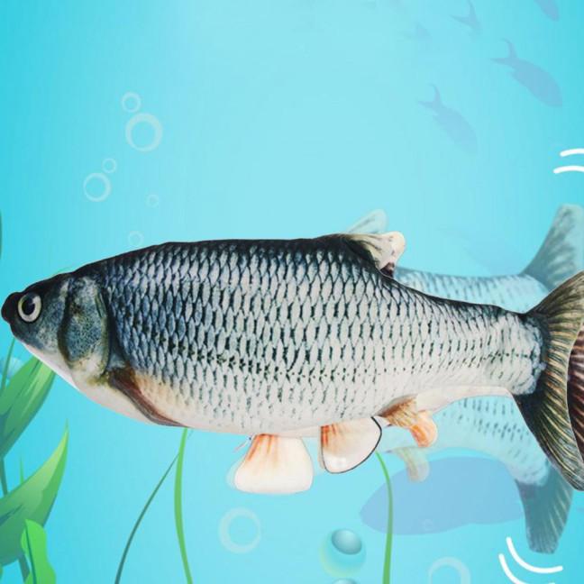 Flopping Fish Cat Toy with Catnip Interactive Automatic Floppy Carp Kitten Kicker Toy Electric Realistic Plush Wiggle Fish for Indoor Cats Dogs