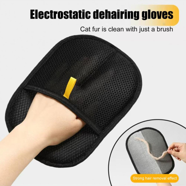 Electrostatic Pet Fur Gloves Pet Hair Remover Grooming Shedding Gloves for Cats Dogs Rabbits Reusable Fingerless Cleaning Mitt for Furniture Carpet Couch Car Seat