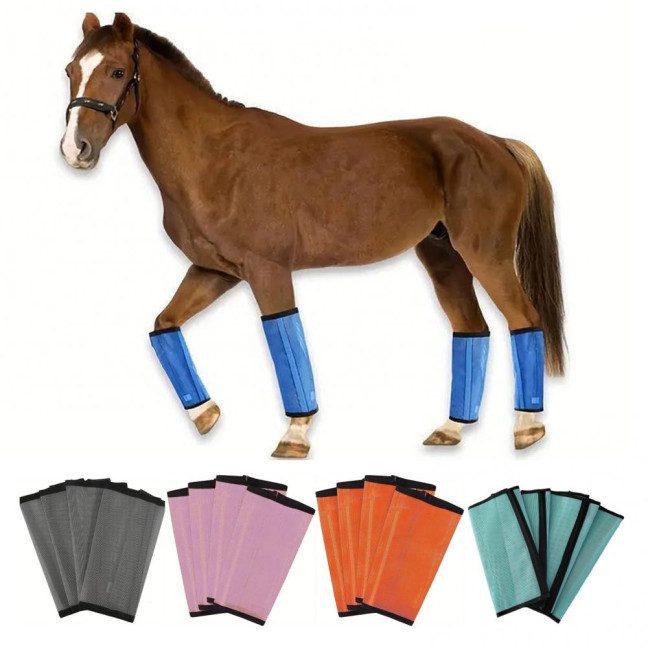 4 Pcs Horse Fly Boots Breathable Mesh Horse Leggings Equine Supplies for Reducing Stomping Hoof Damage Leg Fatigue